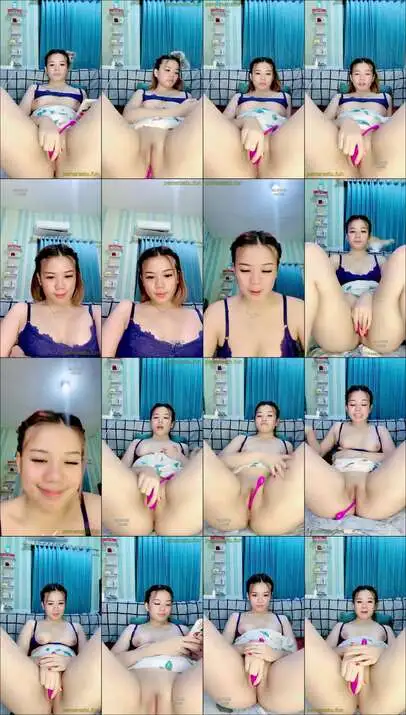 gwen pakai bh biru colok memek