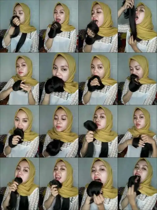 hijab cantik rambut panjang telanjang 1