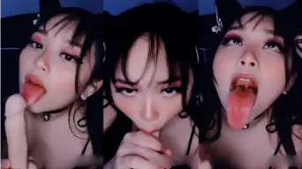 POV Ambiyah Kuping Kucing BJ Dildo